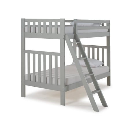 Aurora Twin Over Twin Wood Bunk Bed, Dove Gray, Width: 42